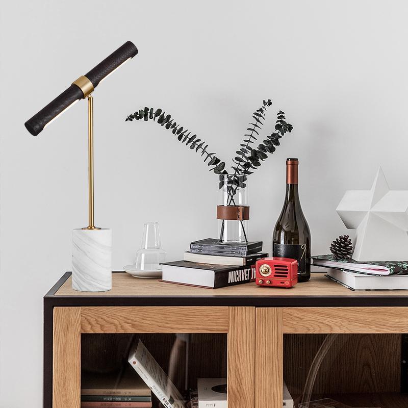 Desk Lamp - Dekoratif Masa Lambası, Tasarımcı Lüks Deri