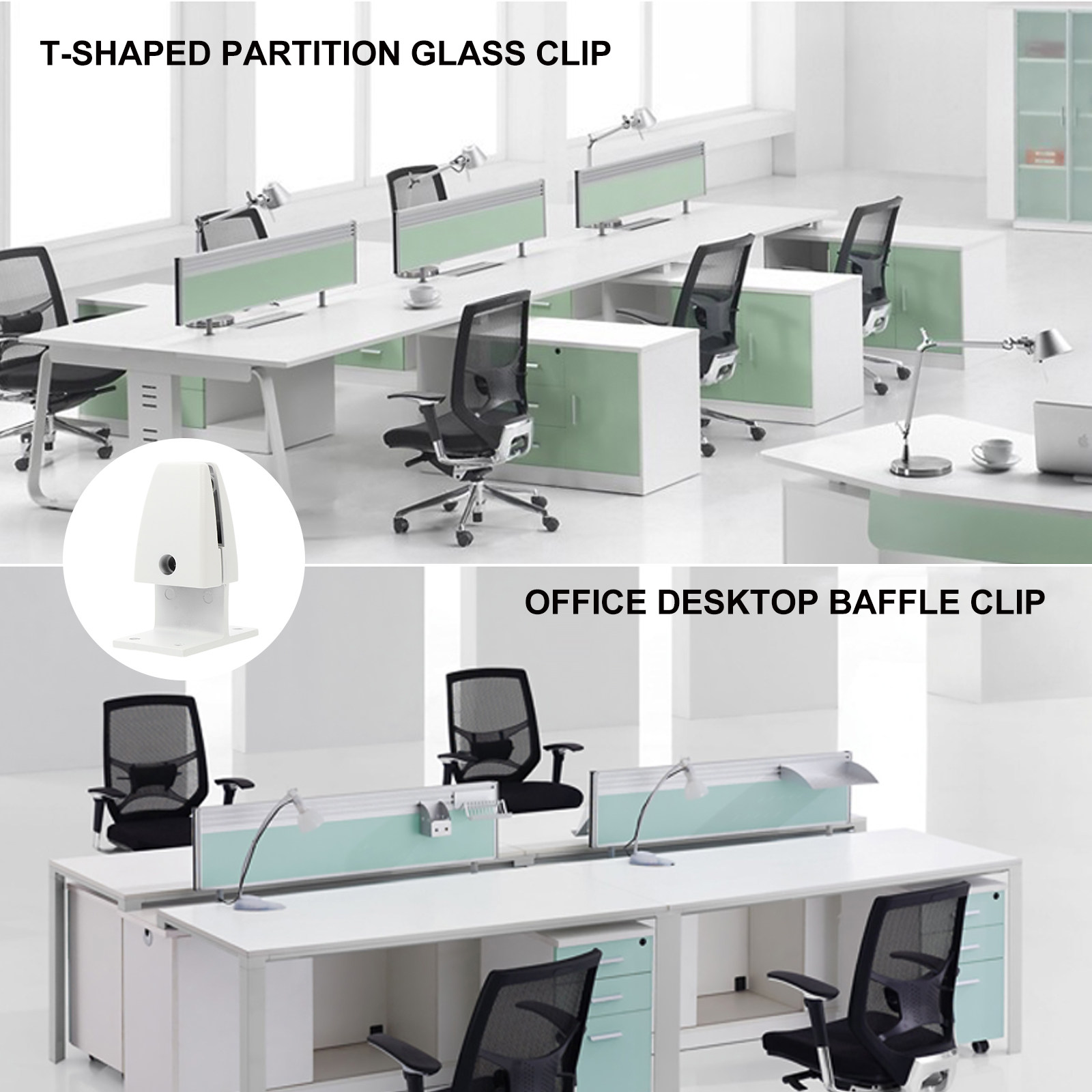 Partition Screen Divider - 2 Adet Masa Bölücü Kelepçesi, Cam
