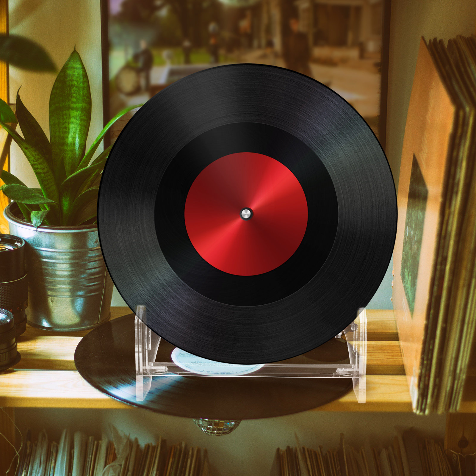Bookshelf - Katmanlı Akrilik Plak Standı, Şeffaf Vinil