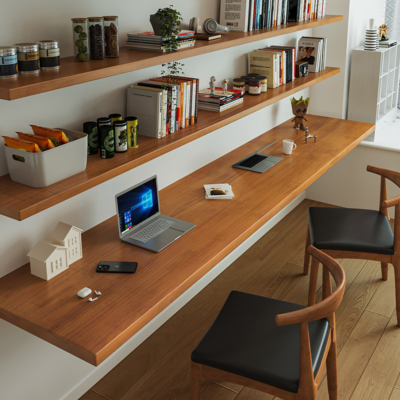 Bookshelf - İskandinav Masif Ahşap Kitaplıklı Çalışma Masası