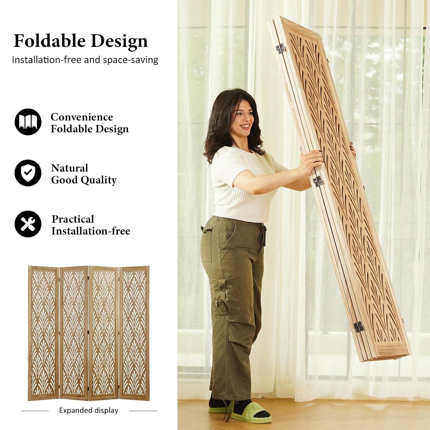 5.6Ft Katlanır Ahşap Bölme Ekr - Partition Screen Divider incelemesi ve fiyatı